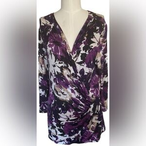 Relativity Large Floral Long Sleeve Wrap Top